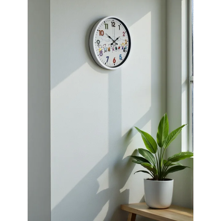 Mey İthalat® 36 Cm Beyaz Çocuk Odası Duvar Saati