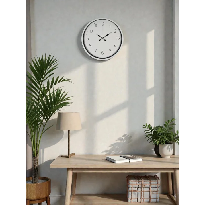 Mey İthalat® 36 Cm Beyaz Dekoratif Duvar Saati