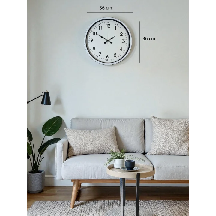 Mey İthalat® 36 Cm Beyaz Dekoratif Duvar Saati