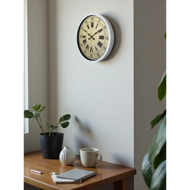 Mey İthalat® 36 Cm Beyaz Retro Dekoratif Duvar Saati