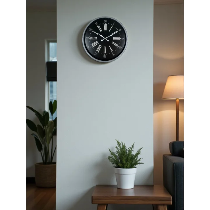 Mey İthalat® 36 cm Dekoratif Gri Duvar Saati