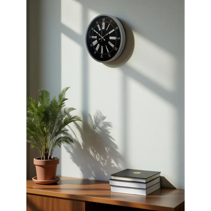 Mey İthalat® 36 cm Dekoratif Gri Duvar Saati