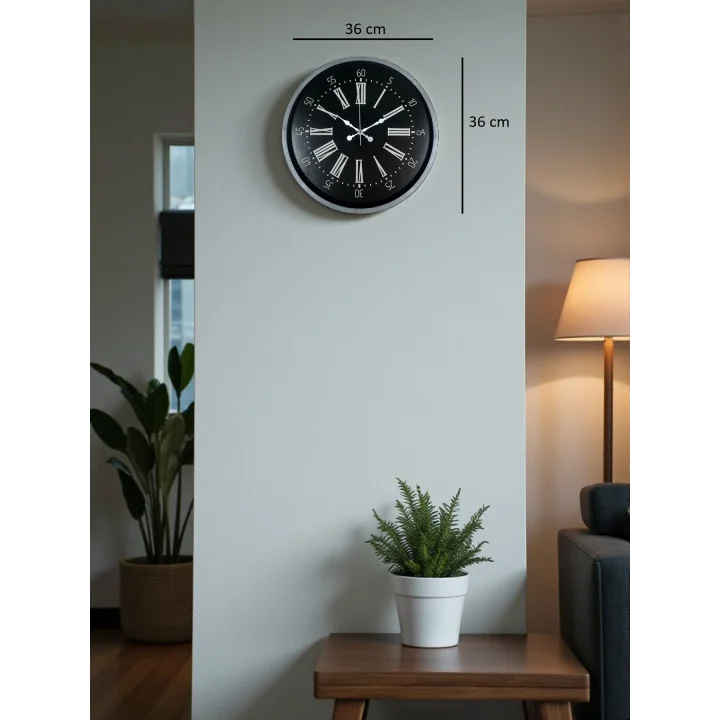 Mey İthalat® 36 cm Dekoratif Gri Duvar Saati