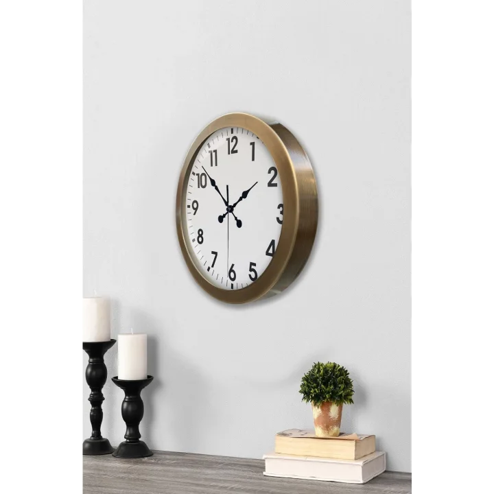 Mey İthalat® 36 cm Eskitme Metal Standart Duvar Saati