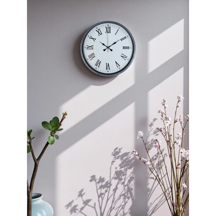 Mey İthalat® 36 Cm Gri Roma Rakamlı Duvar Saati