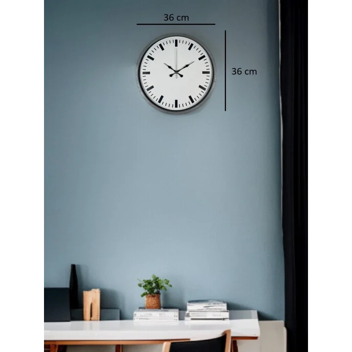 Mey İthalat® 36 Cm Gri Sade Dekoratif Duvar Saati