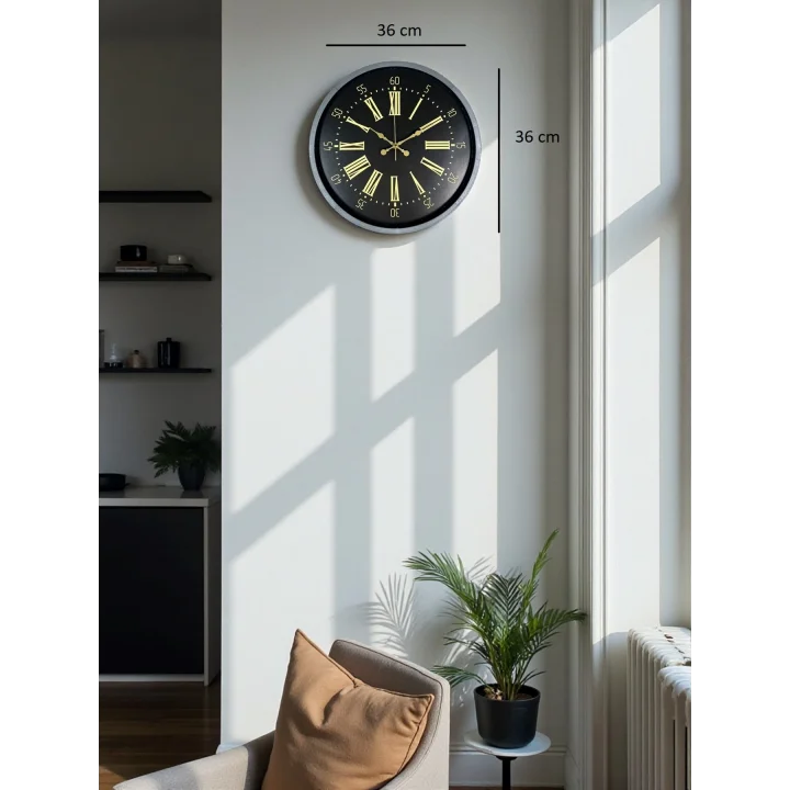 Mey İthalat® 36 Cm Gri Şık Dekoratif Duvar Saati