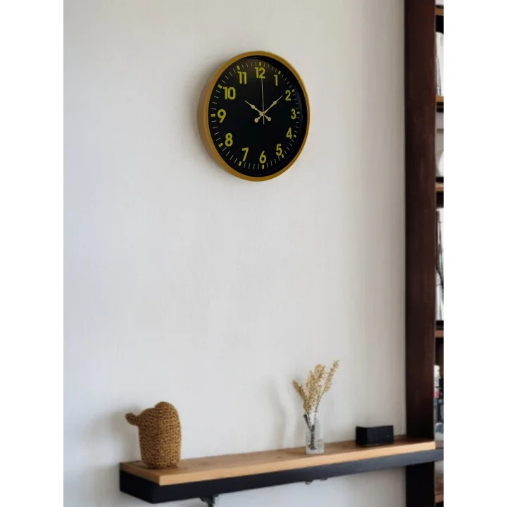 Mey İthalat® 36 Cm Kahverengi Gold Rakamlı Duvar Saati