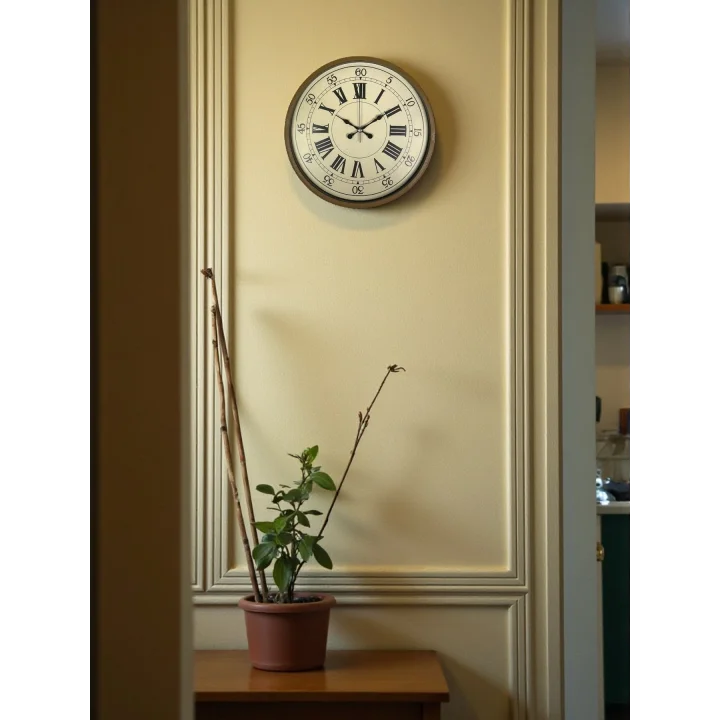 Mey İthalat® 36 Cm Kahverengi Retro Duvar Saati