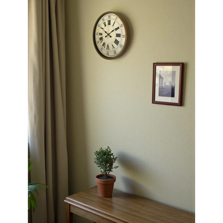 Mey İthalat® 36 Cm Kahverengi Retro Duvar Saati