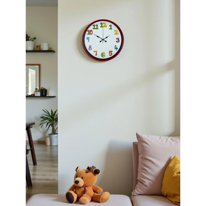 Mey İthalat® 36 Cm Kırmızı Çocuk Odası Duvar Saati