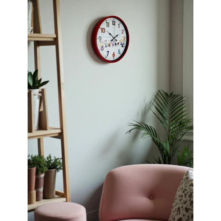 Mey İthalat® 36 Cm Kırmızı Çocuk Odası Duvar Saati