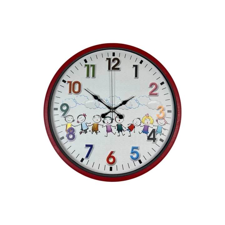 Mey İthalat® 36 Cm Kırmızı Çocuk Odası Duvar Saati