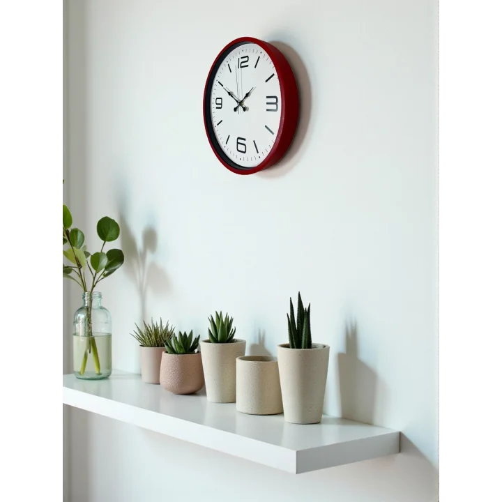 Mey İthalat® 36 Cm Kırmızı Modern Dekoratif Duvar Saati