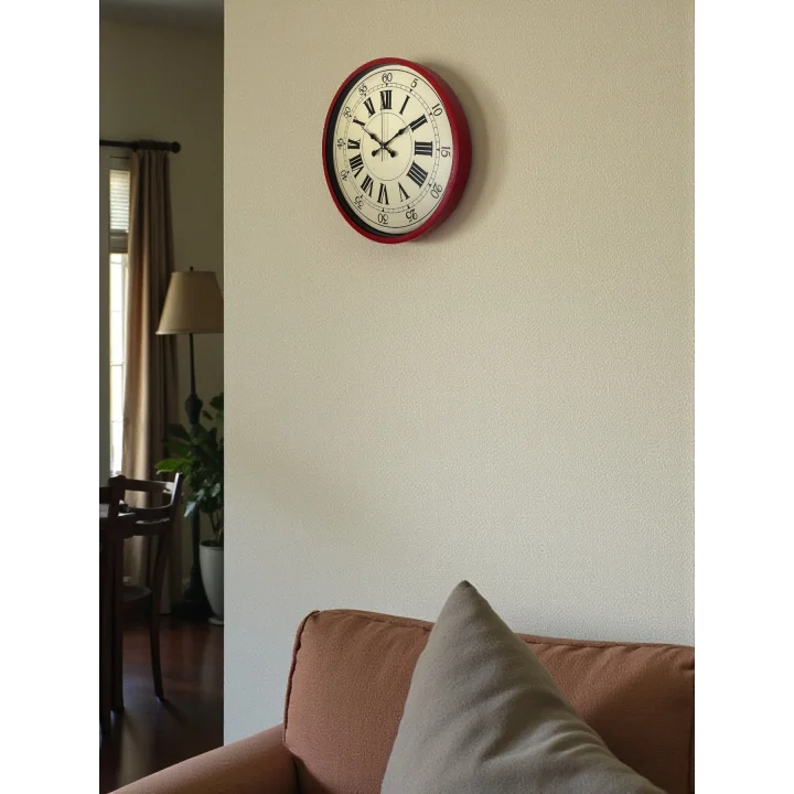 Mey İthalat® 36 Cm Kırmızı Retro Duvar Saati