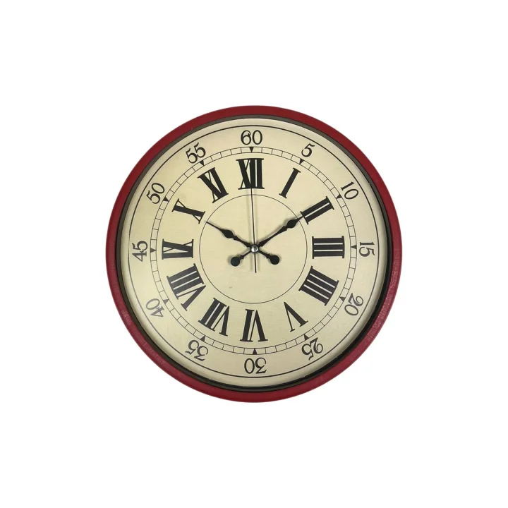 Mey İthalat® 36 Cm Kırmızı Retro Duvar Saati