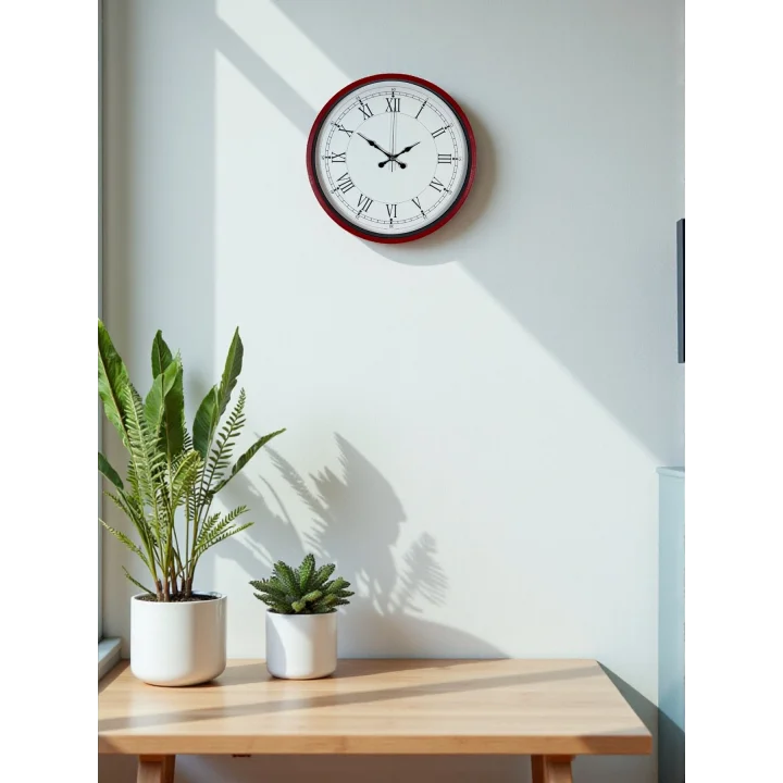 Mey İthalat® 36 Cm Kırmızı Roma Rakamlı Duvar Saati