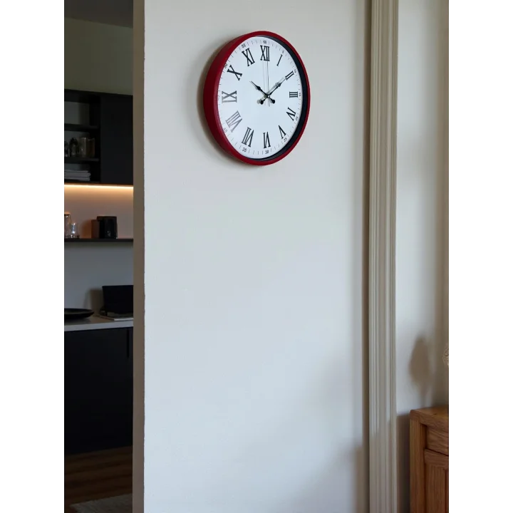 Mey İthalat® 36 Cm Kırmızı Roma Rakamlı Duvar Saati