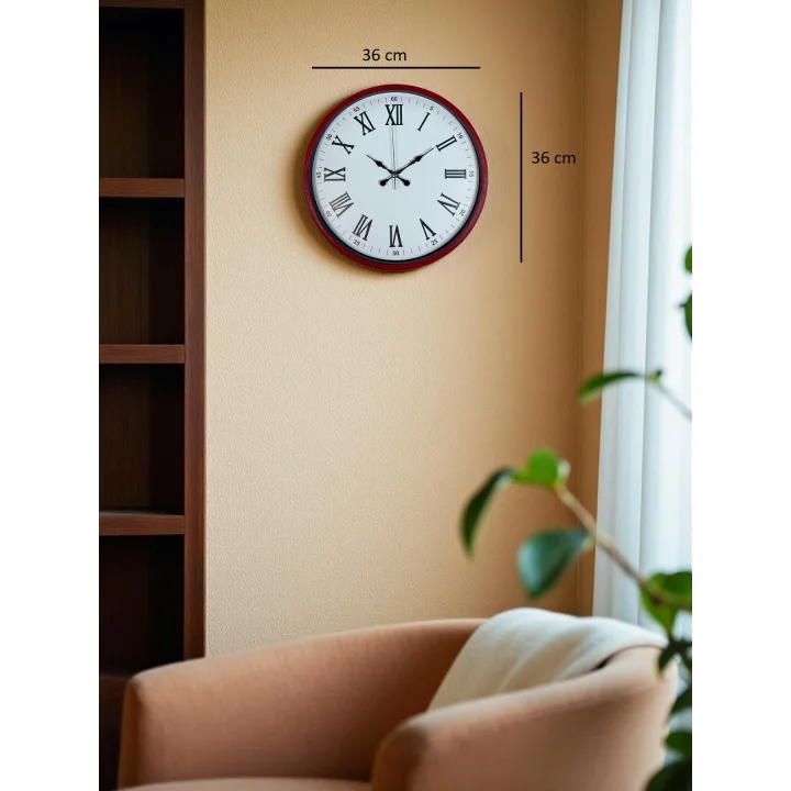 Mey İthalat® 36 Cm Kırmızı Roma Rakamlı Duvar Saati