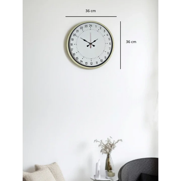 Mey İthalat® 36 Cm Krem 24 Saat Göstergeli Duvar Saati