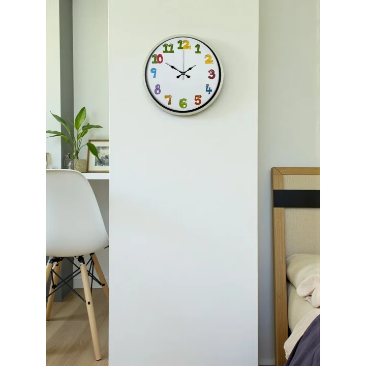 Mey İthalat® 36 Cm Krem Çocuk Odası Duvar Saati