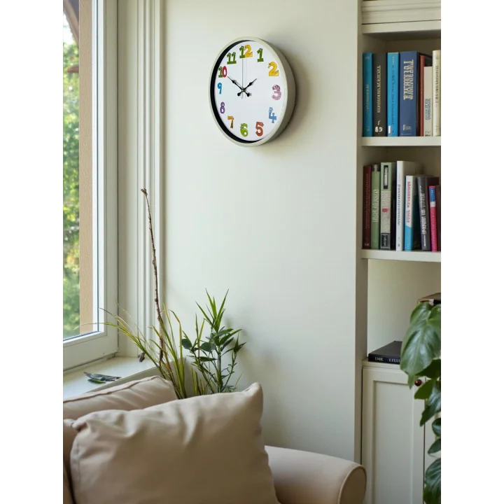 Mey İthalat® 36 Cm Krem Çocuk Odası Duvar Saati