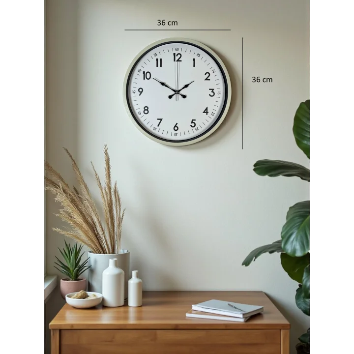 Mey İthalat® 36 Cm Krem Dekoratif Duvar Saati