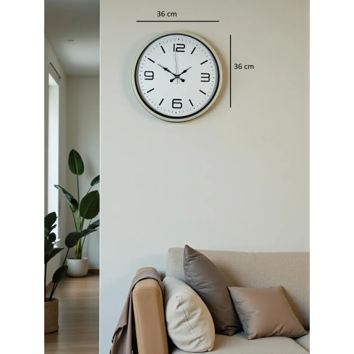 Mey İthalat® 36 Cm Krem Modern Dekoratif Duvar Saati
