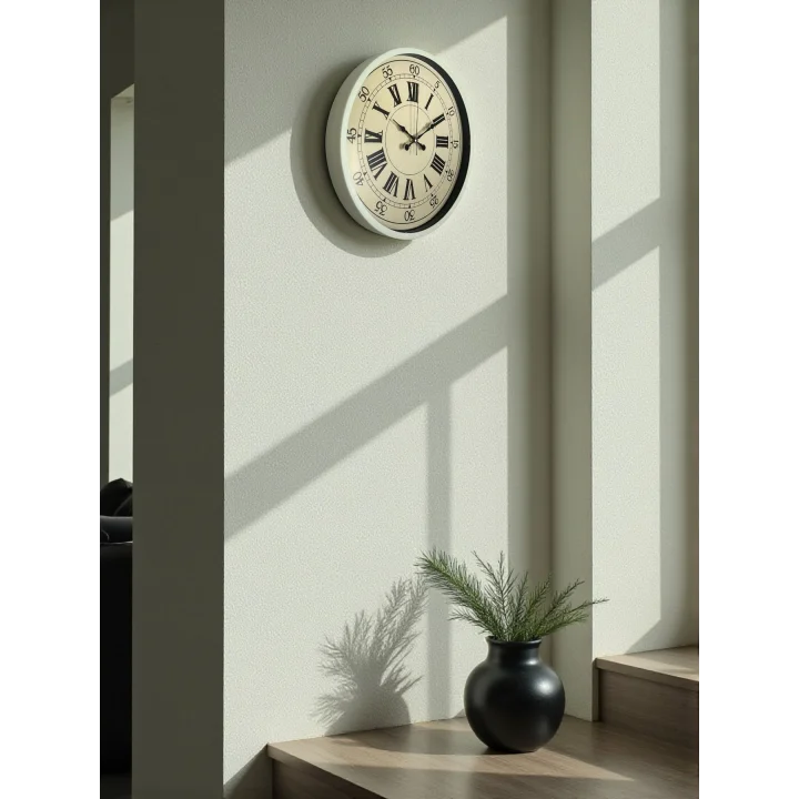 Mey İthalat® 36 Cm Krem Retro Tasarım Duvar Saati