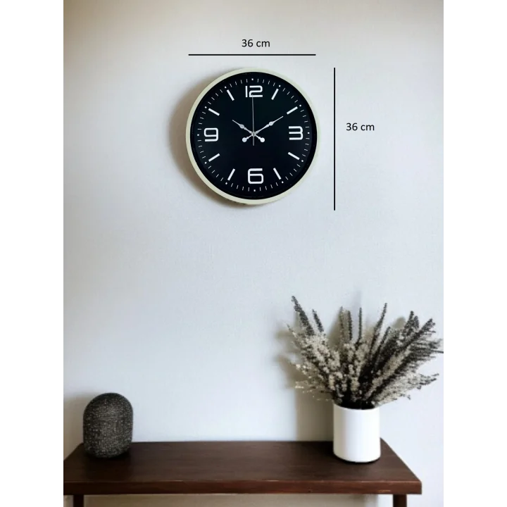 Mey İthalat® 36 Cm Krem Şık Dekoratif Duvar Saati