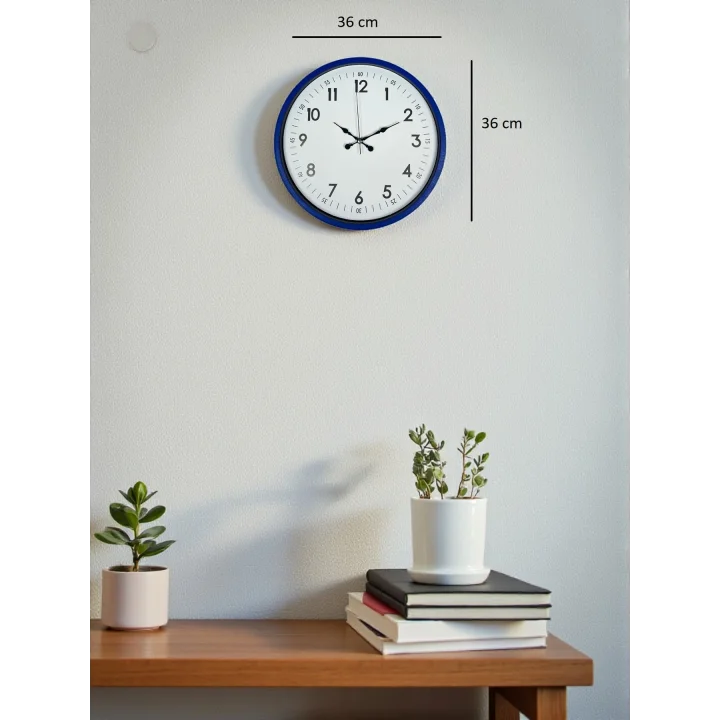 Mey İthalat® 36 Cm Lacivert Dekoratif Duvar Saati
