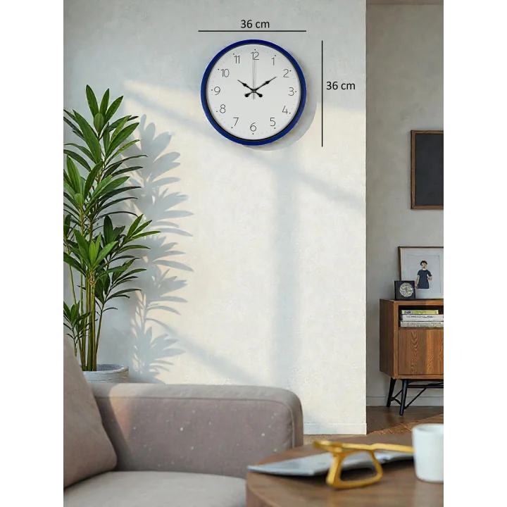 Mey İthalat® 36 Cm Lacivert Dekoratif Duvar Saati