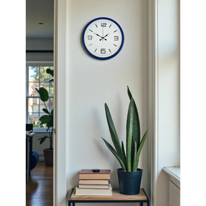 Mey İthalat® 36 Cm Lacivert Modern Dekoratif Duvar Saati