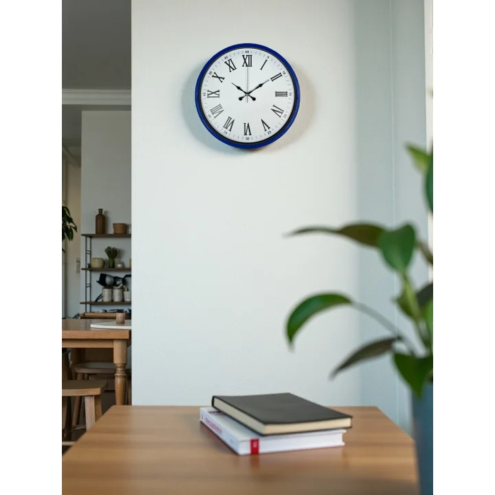 Mey İthalat® 36 Cm Lacivert Roma Rakamlı Duvar Saati
