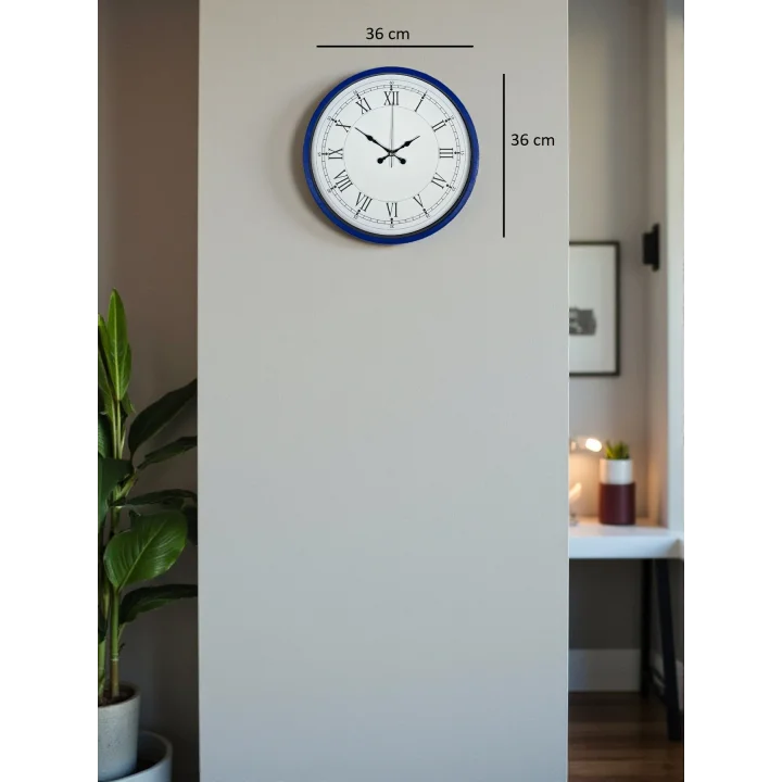 Mey İthalat® 36 Cm Lacivert Roma Rakamlı Duvar Saati