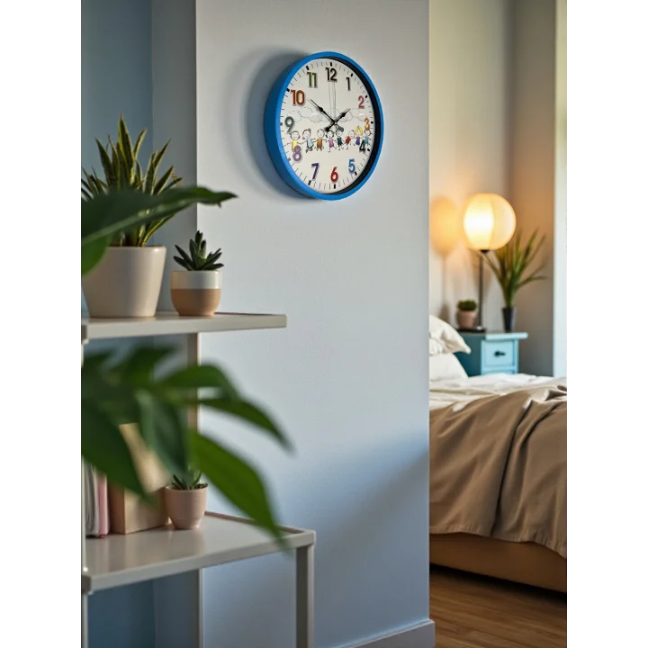 Mey İthalat® 36 Cm Mavi Çocuk Odası Duvar Saati