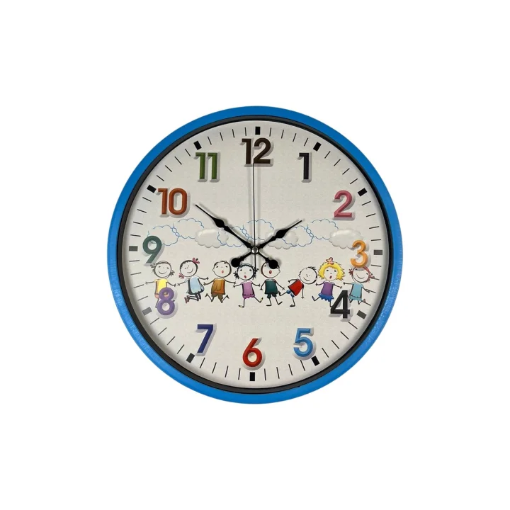 Mey İthalat® 36 Cm Mavi Çocuk Odası Duvar Saati