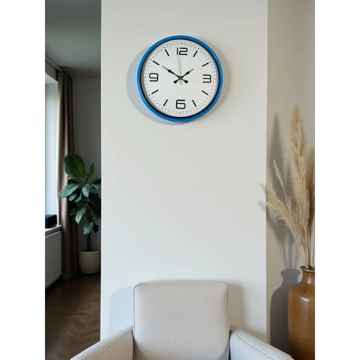 Mey İthalat® 36 Cm Mavi Dekoratif Duvar Saati