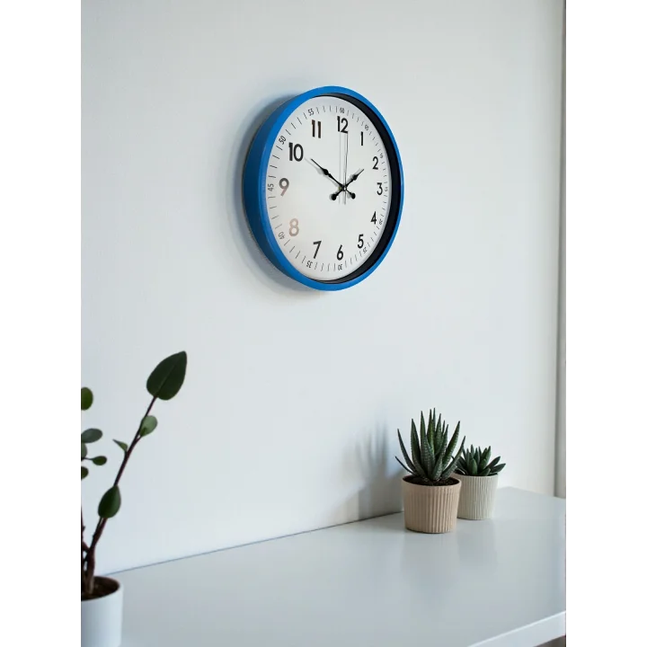 Mey İthalat® 36 Cm Mavi Dekoratif Duvar Saati