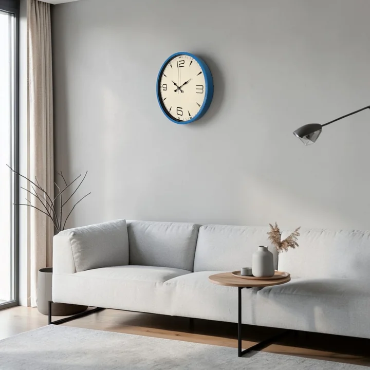 Mey İthalat® 36 Cm Mavi Dekoratif Duvar Saati