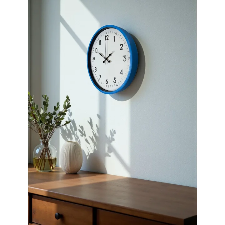 Mey İthalat® 36 Cm Mavi Dekoratif Duvar Saati