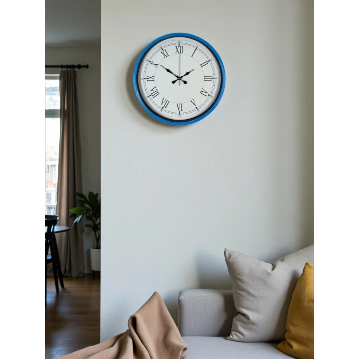 Mey İthalat® 36 Cm Mavi Roma Rakamlı Duvar Saati