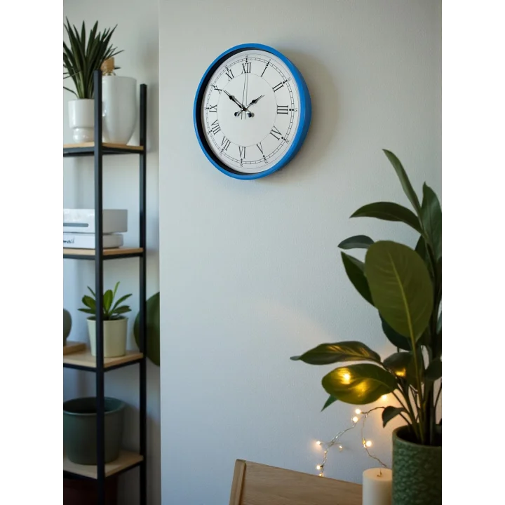 Mey İthalat® 36 Cm Mavi Roma Rakamlı Duvar Saati