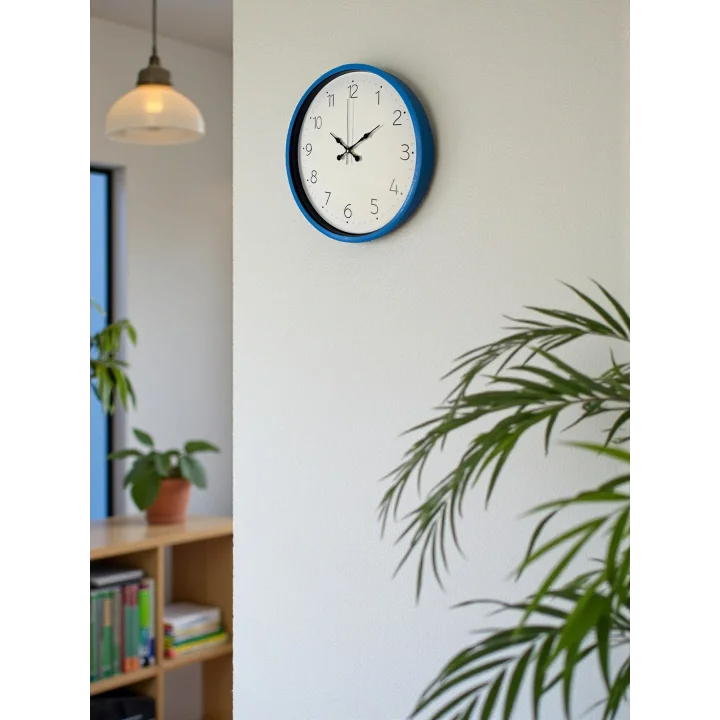 Mey İthalat® 36 Cm Mavi Sade Dekoratif Duvar Saati