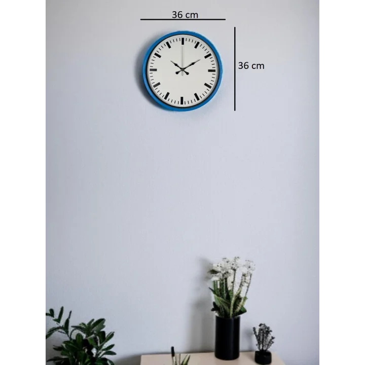 Mey İthalat® 36 Cm Mavi Zarif Duvar Saati