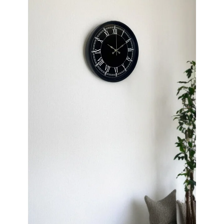 Mey İthalat® 36 Cm Modern Siyah Duvar Saati