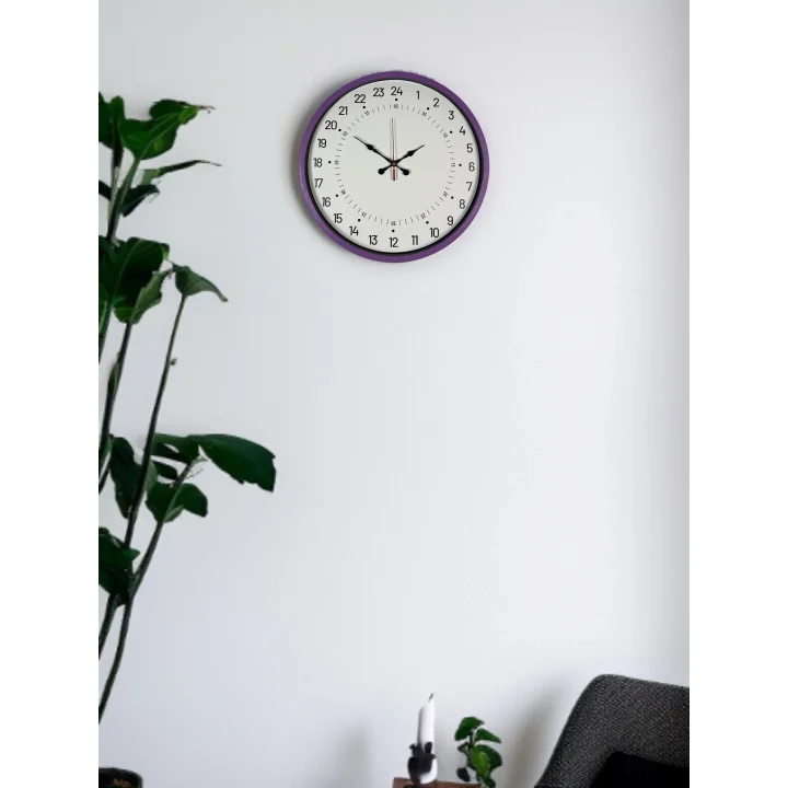Mey İthalat® 36 Cm Mor 24 Saat Göstergeli Özel Tasarım Duvar Saati