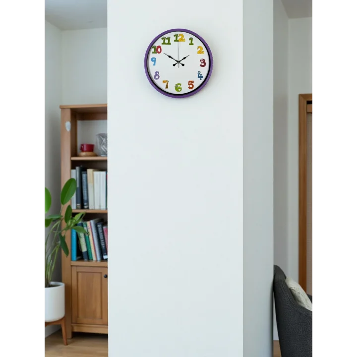 Mey İthalat® 36 Cm Mor Çocuk Odası Duvar Saati