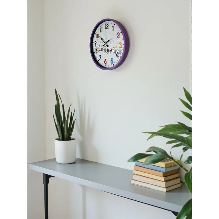 Mey İthalat® 36 Cm Mor Çocuk Odası Duvar Saati