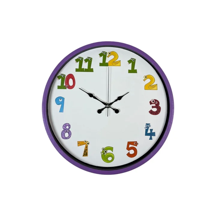 Mey İthalat® 36 Cm Mor Çocuk Odası Duvar Saati